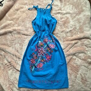 Blue dress flower details